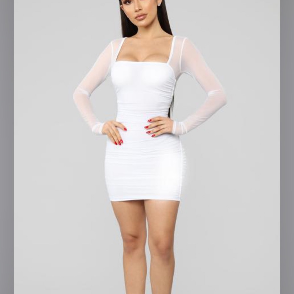 White Dress with mesh sleeves